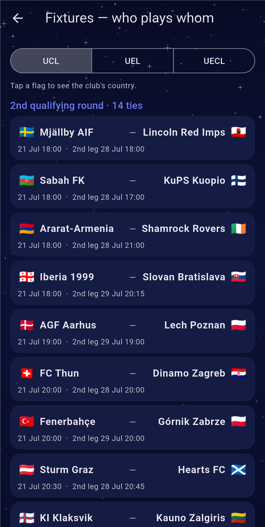 Fixtures — who plays whom